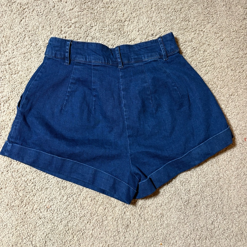 Cleobella size small denim high waisted trouser shorts - Picture 3 of 8